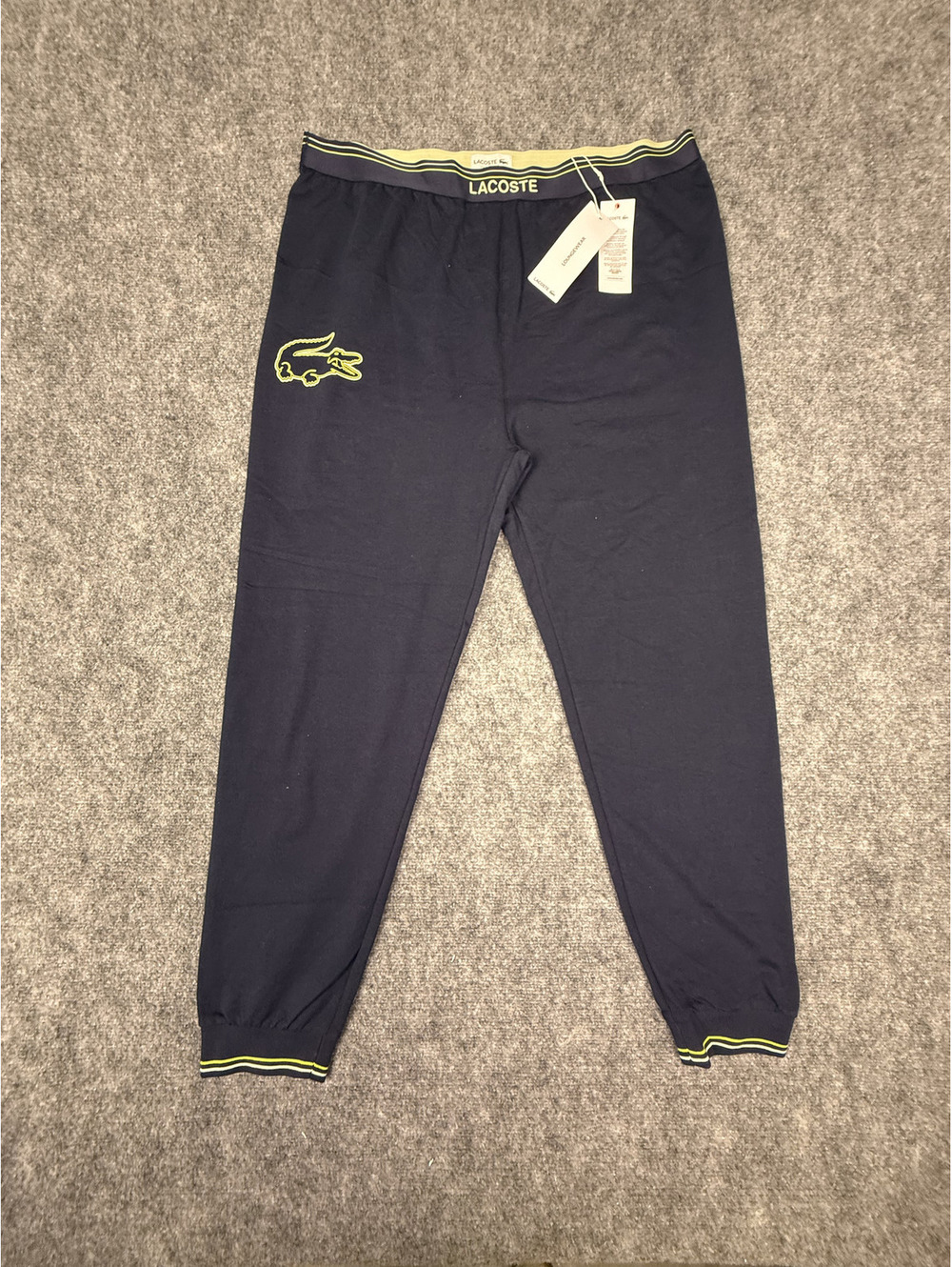 Lacoste Navy Blue and Yellow Loungewear Sweatpants XL